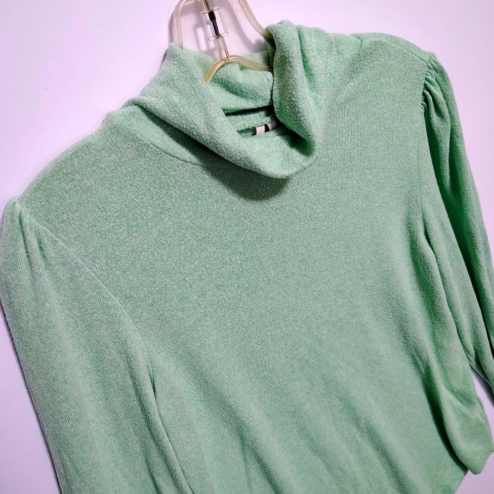 Anthropologie Top Womens Small Green Knit Pullover Long Sleeve Funnel Neck